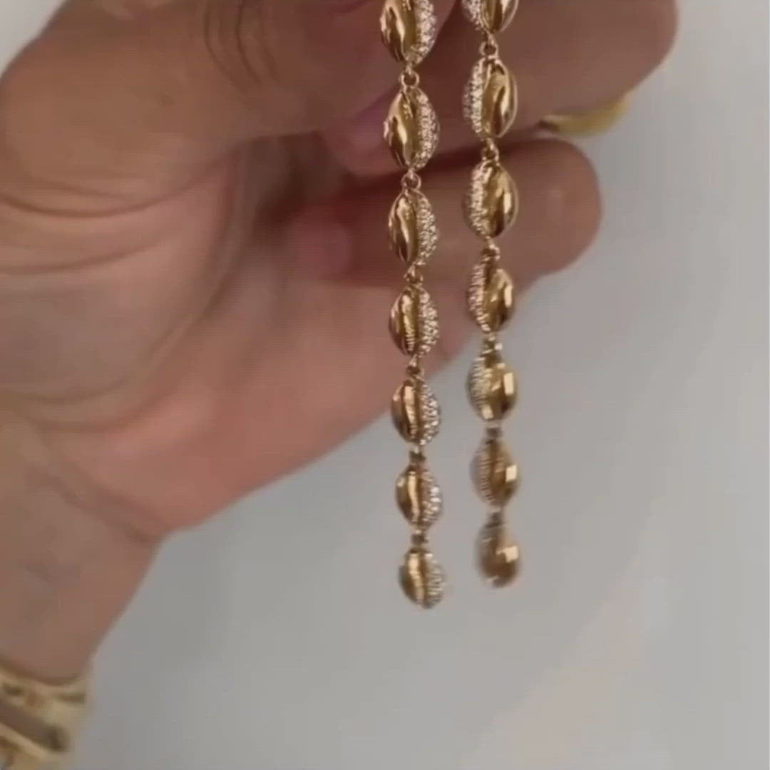 Le Cauri Endiamanté 18k Half Pave Drop Earrings