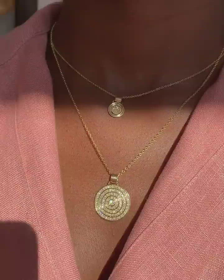 Universum Pavé Diamond Medallion Necklace