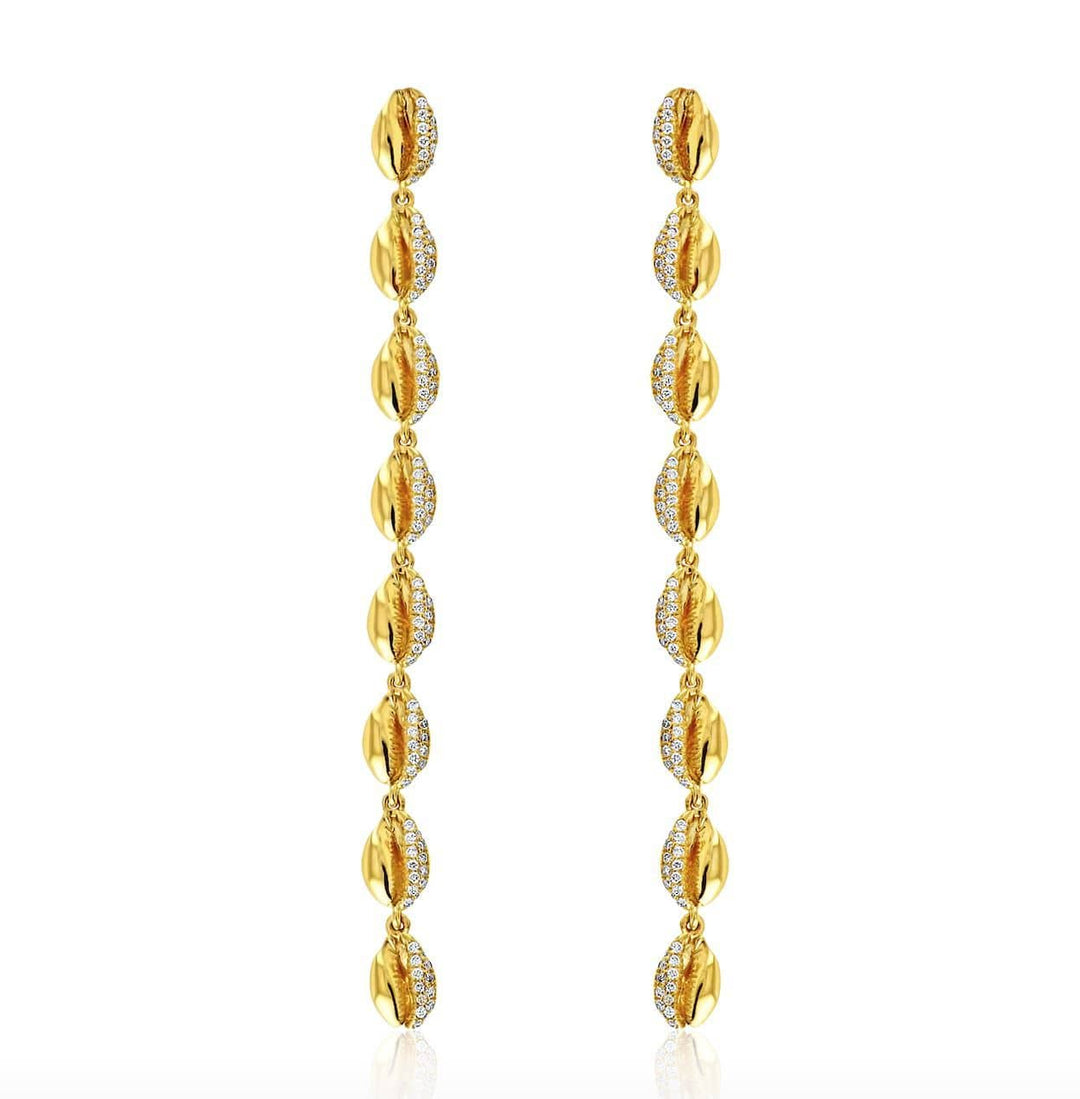 LE CAURI ENDIAMANTÉ - Le Grand Cauri Half Pave Endiamante Pendant 30" earrings ALMASIKA