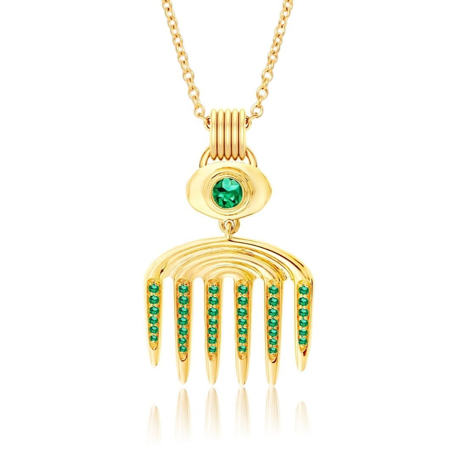 Sagesse - Vici Charm Pave Emerald Necklace Necklace ALMASIKA