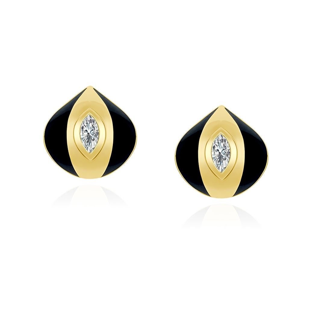 Terra Nova - Black Enamel Studs Necklace ALMASIKA