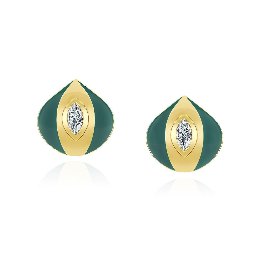 Terra Nova Green Enamel and Diamond Earrings ALMASIKA
