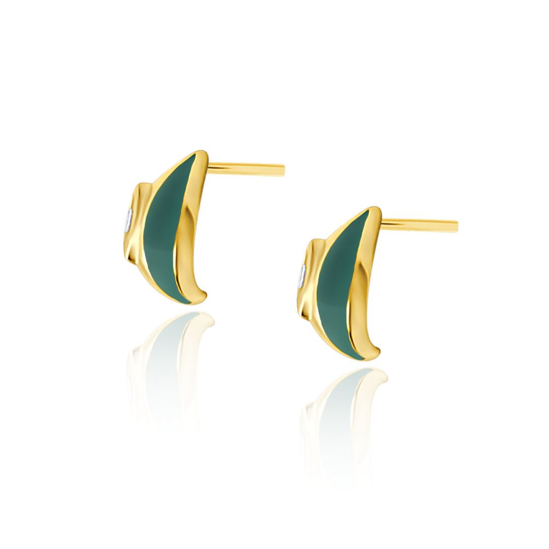 Terra Nova Green Enamel and Diamond Earrings earrings ALMASIKA