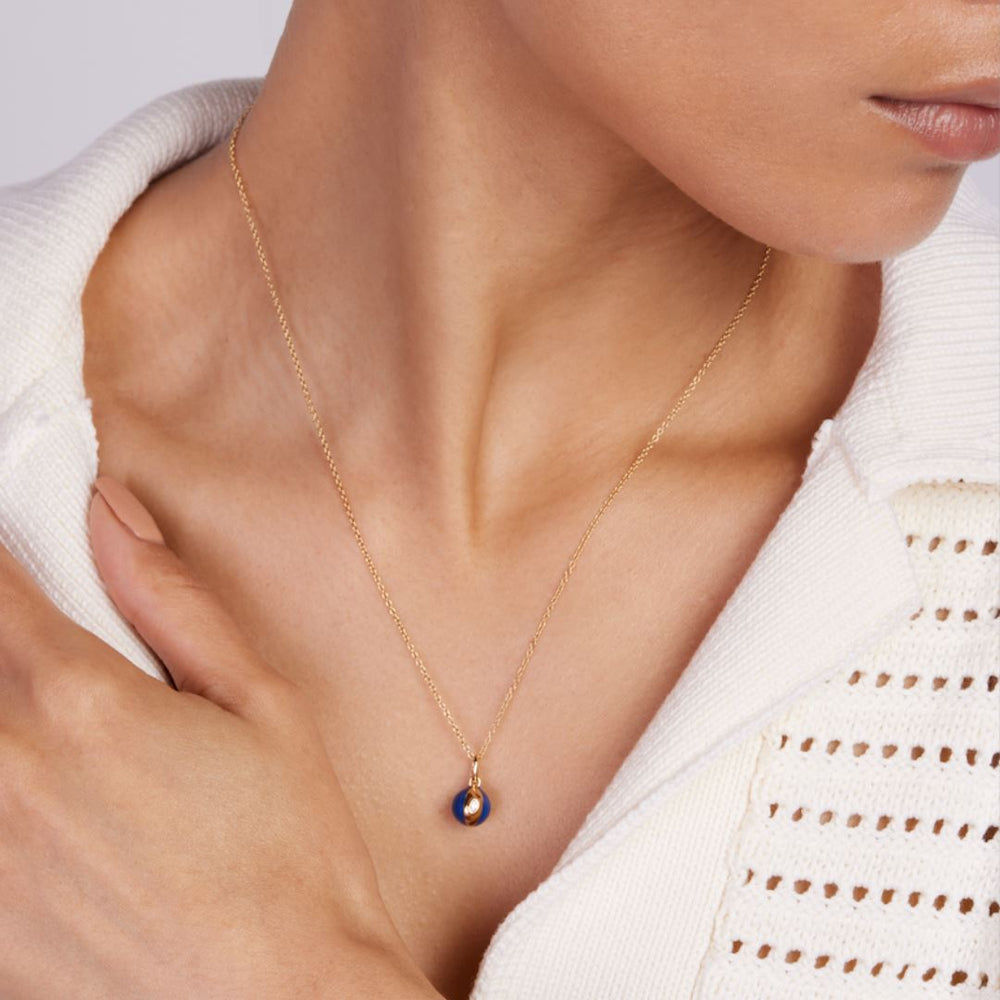 Terra Nova - White Enamel and Diamond Petite Necklace Necklace Terra Nova 