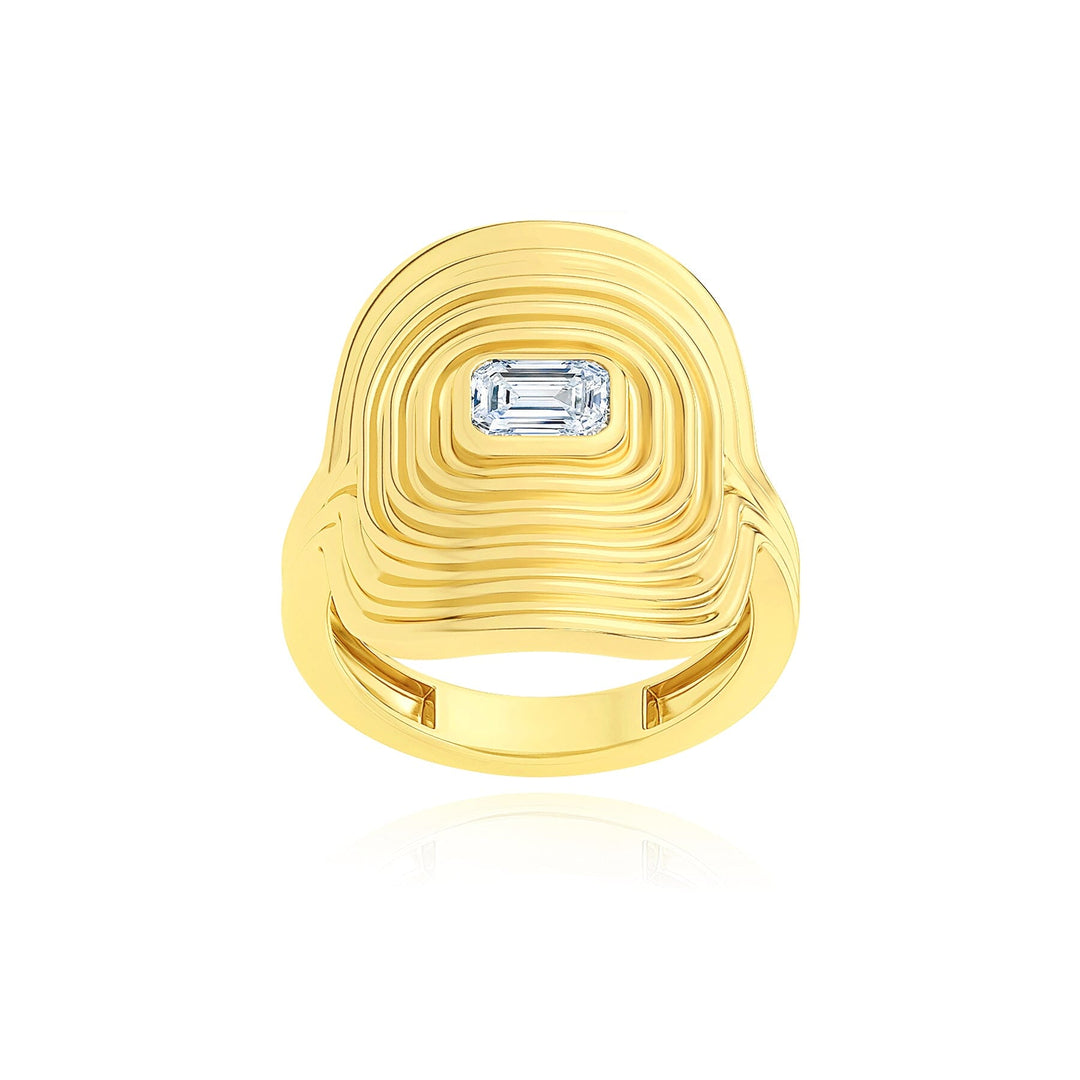 Adiré 18k Ring with Emerald-Cut Center Diamond Ring ALMASIKA 