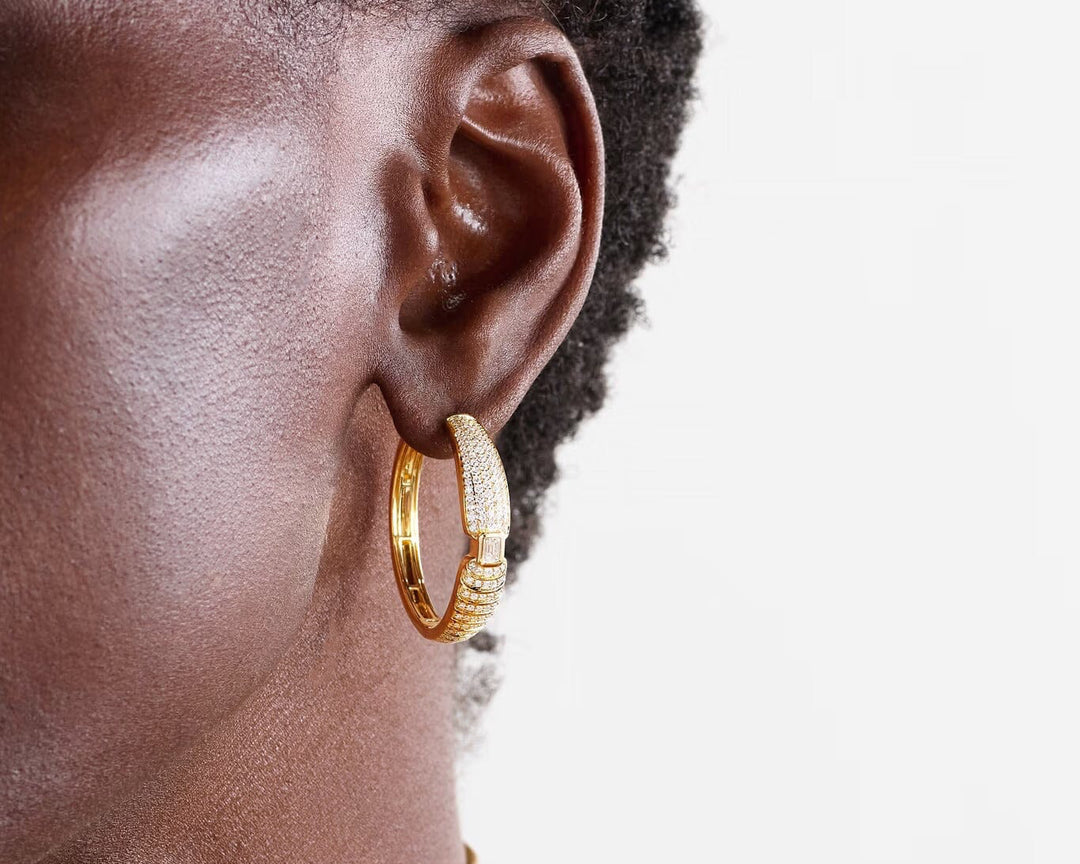 Adiré Pavé Diamond Hoop Earrings earrings ALMASIKA 