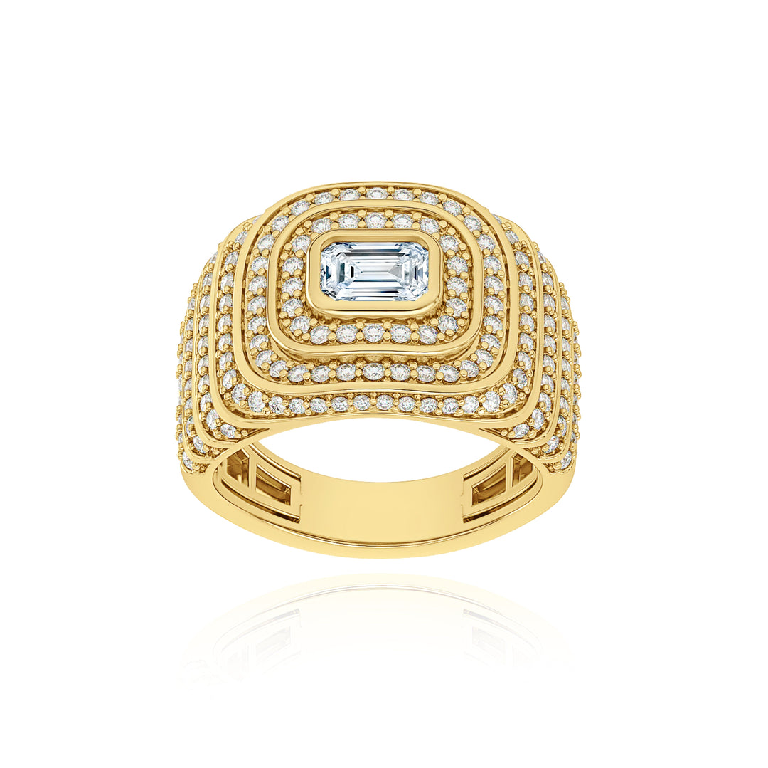 Adiré Pavé Ring with Emerald-Cut Center Diamond Ring ALMASIKA 