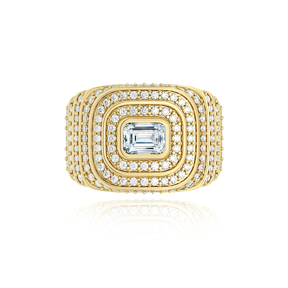 Adiré Pavé Ring with Emerald-Cut Center Diamond Ring ALMASIKA 