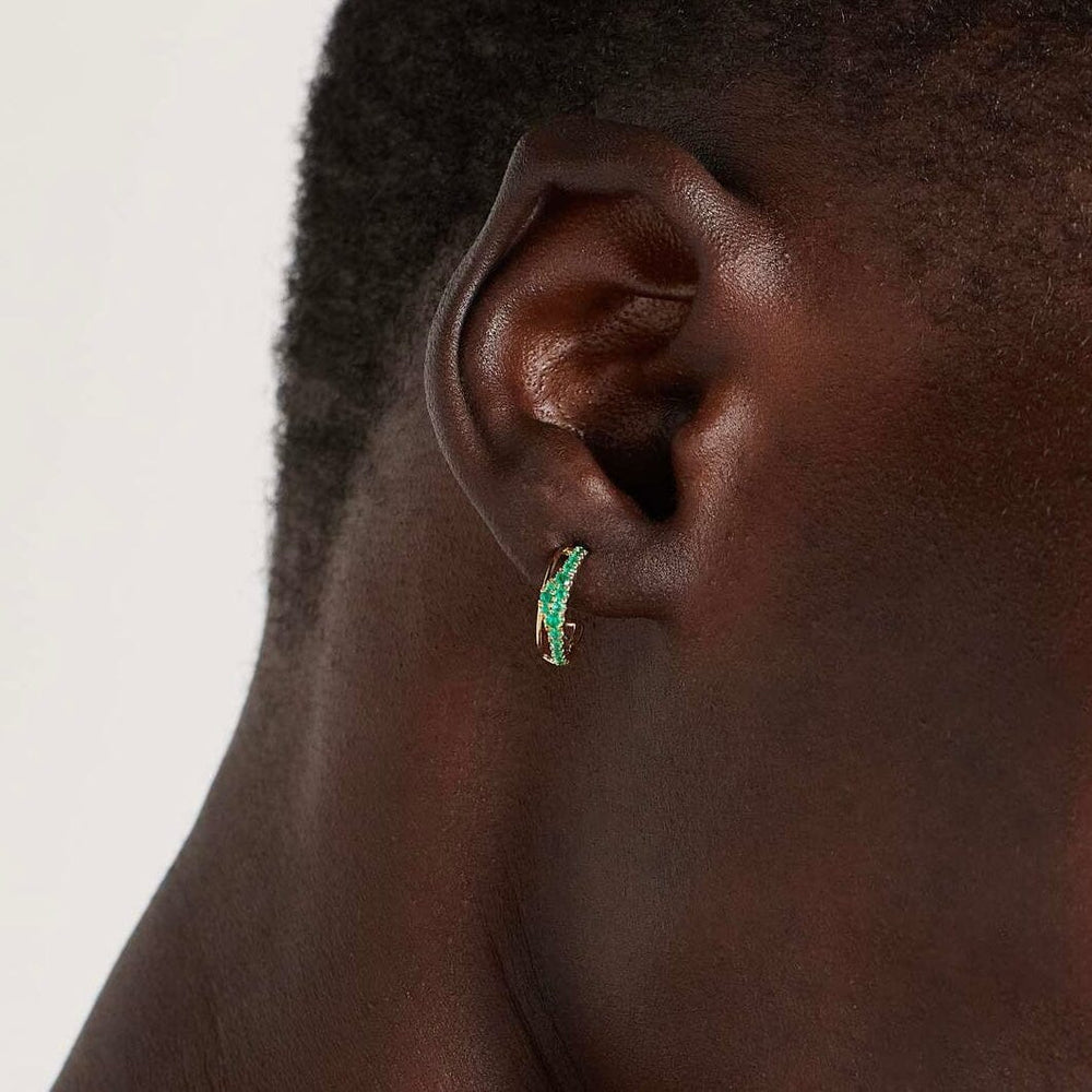 Berceau Pavé Emerald Bar Hoop Earrings earrings Berceau 