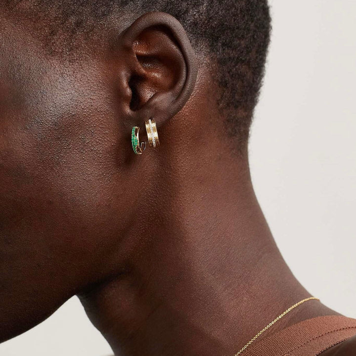Berceau Pavé Emerald Bar Hoop Earrings earrings Berceau 