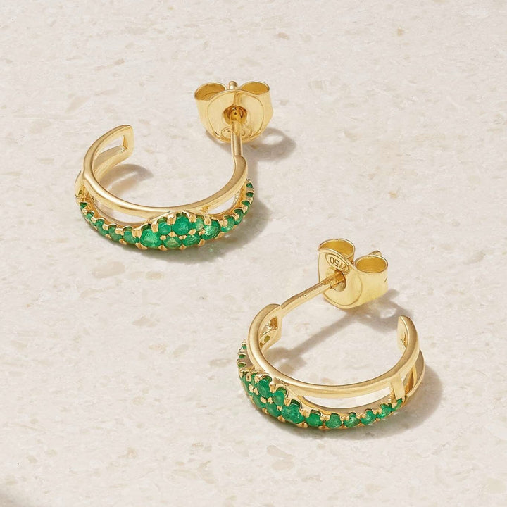 Berceau Pavé Emerald Bar Hoop Earrings earrings Berceau 