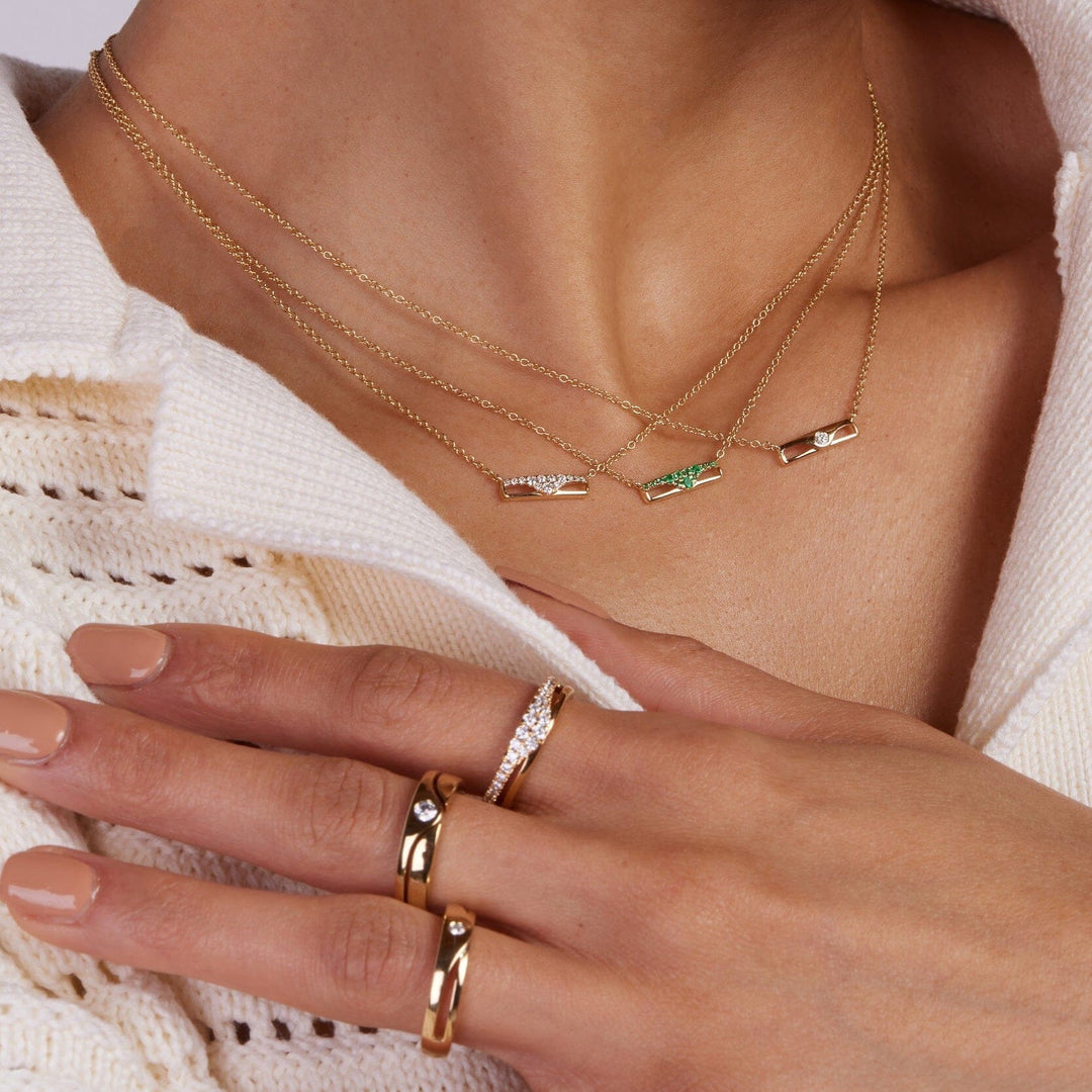 Berceau Pavé Emerald Bar Necklace Necklace Berceau 
