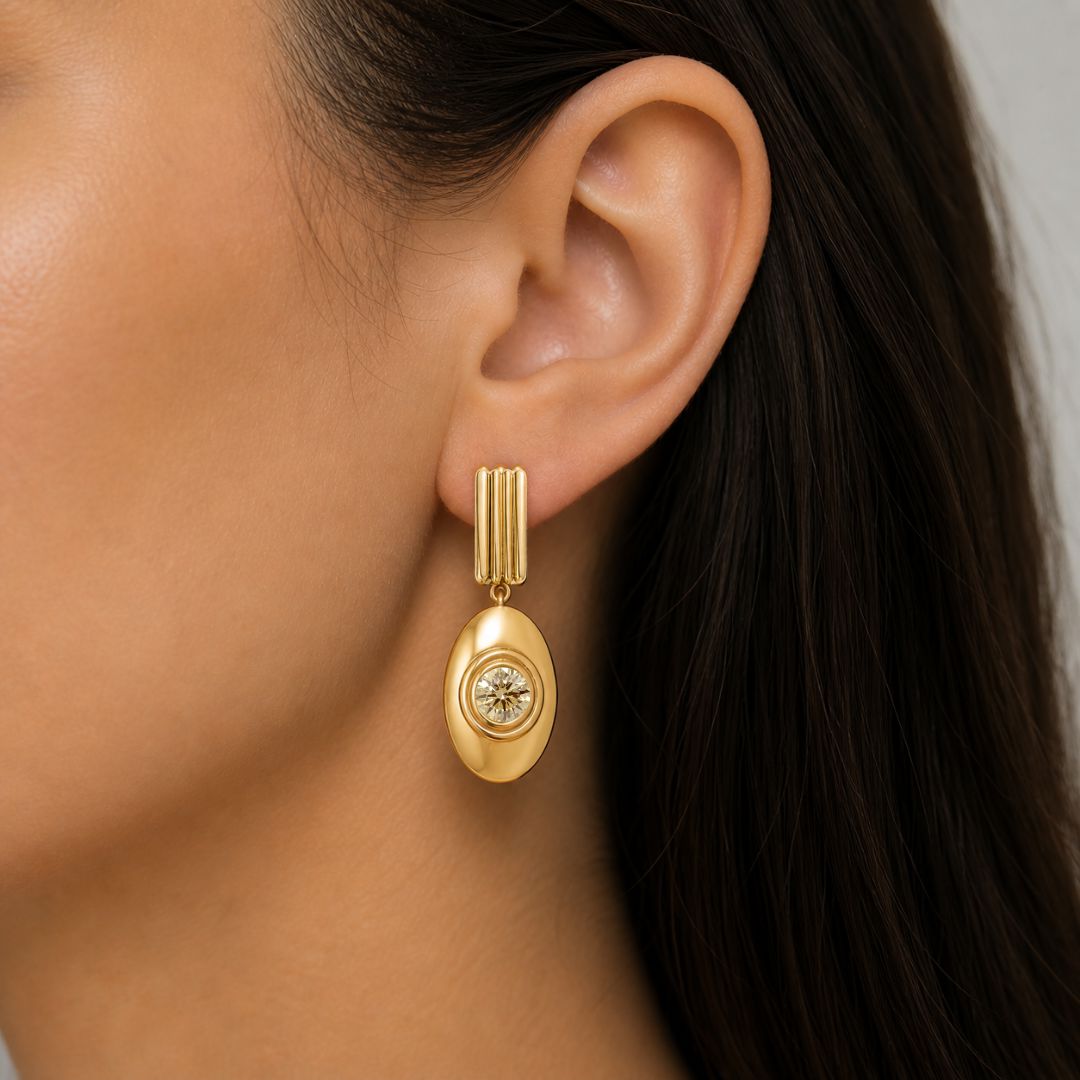 Bezel Champagne Drop Earring earrings Sagesse 