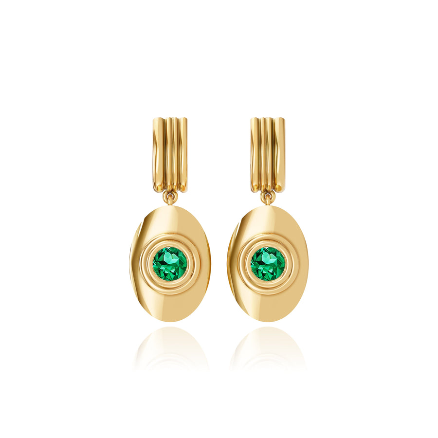 Bezel Emerald Drop Earring earrings Sagesse 