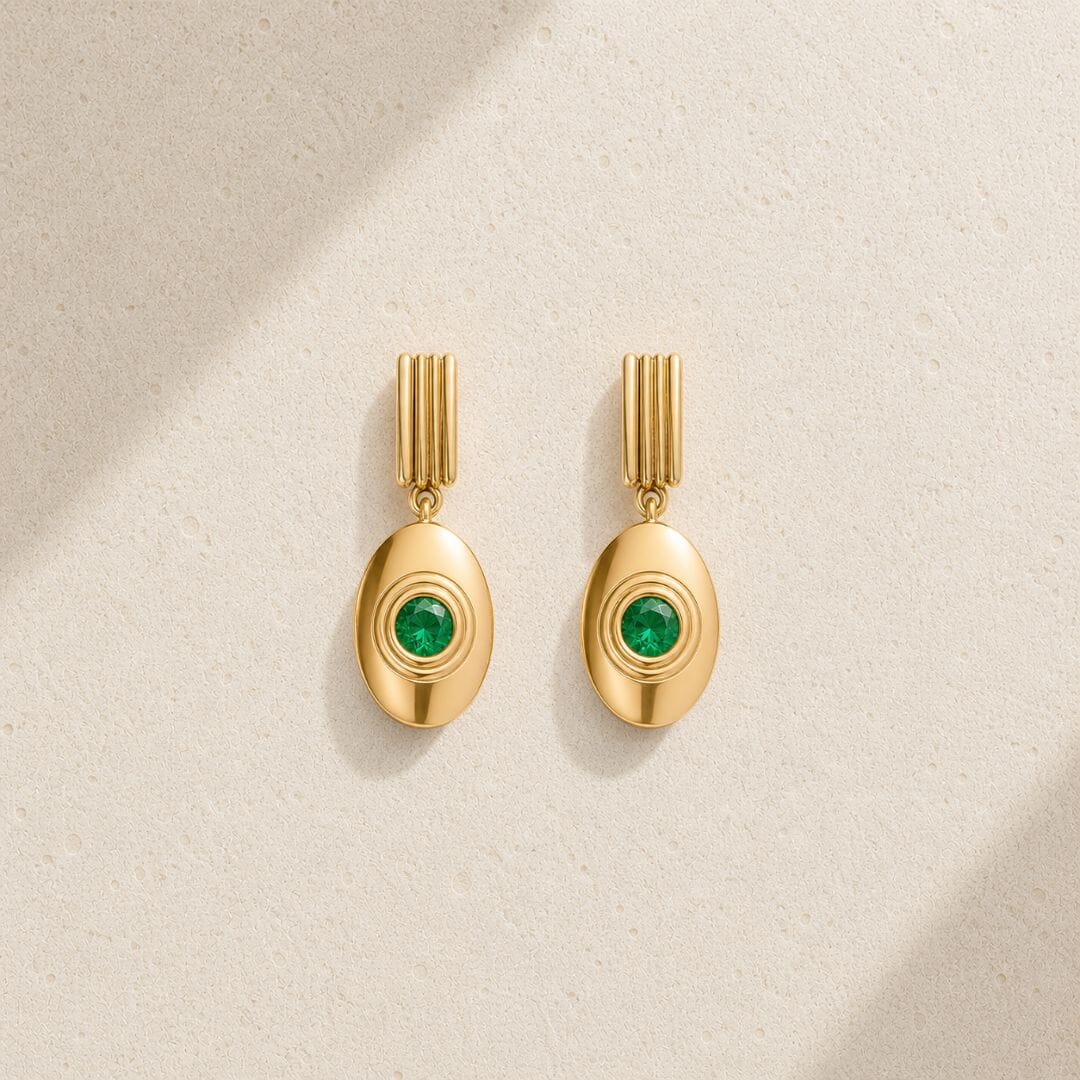 Bezel Emerald Drop Earring earrings Sagesse 