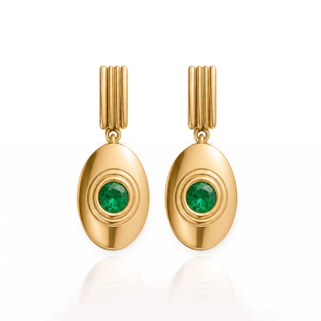 Bezel Emerald Drop Earring earrings Sagesse 