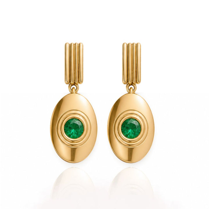 Bezel Emerald Drop Earring earrings Sagesse 