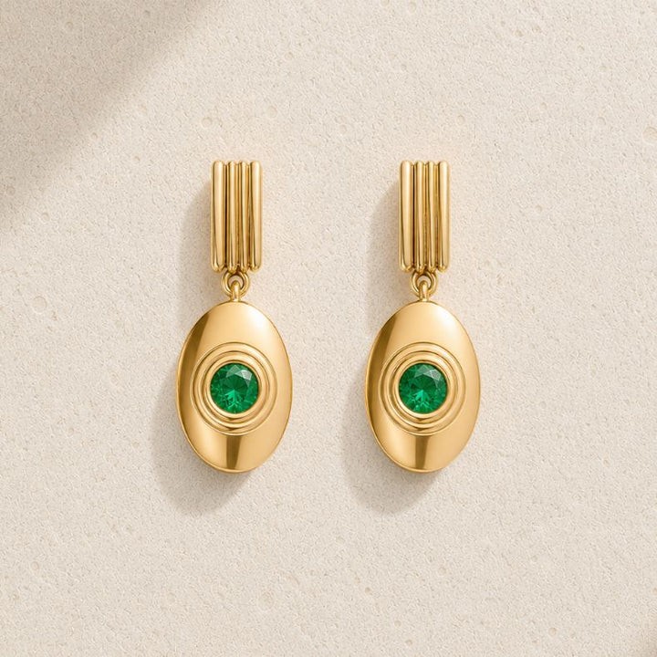 Bezel Emerald Drop Earring earrings Sagesse 