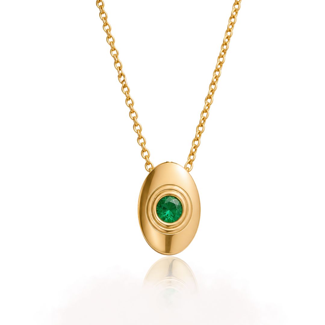 Bezel Emerald Necklace Necklace Sagesse 