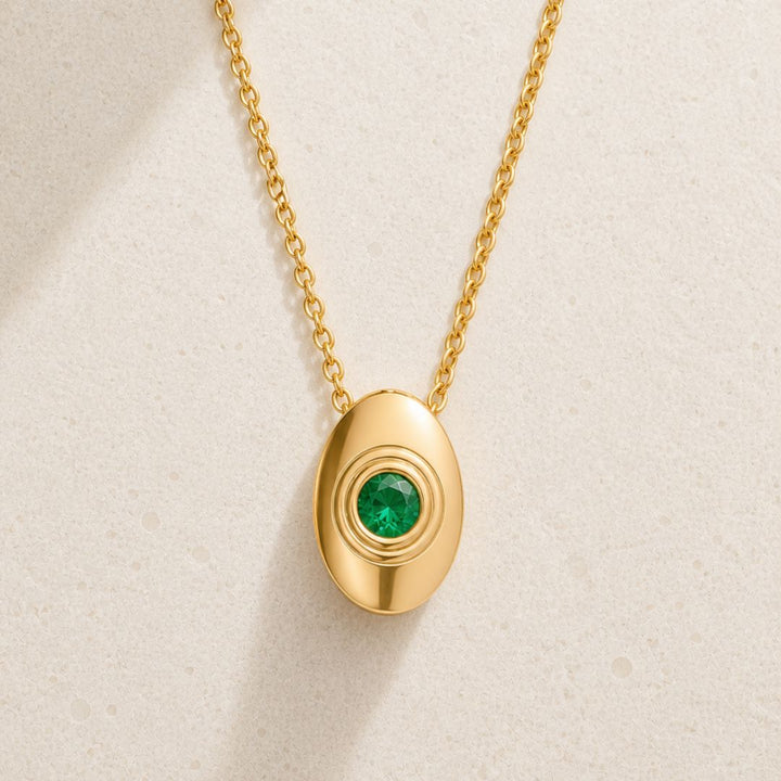Bezel Emerald Necklace Necklace Sagesse 