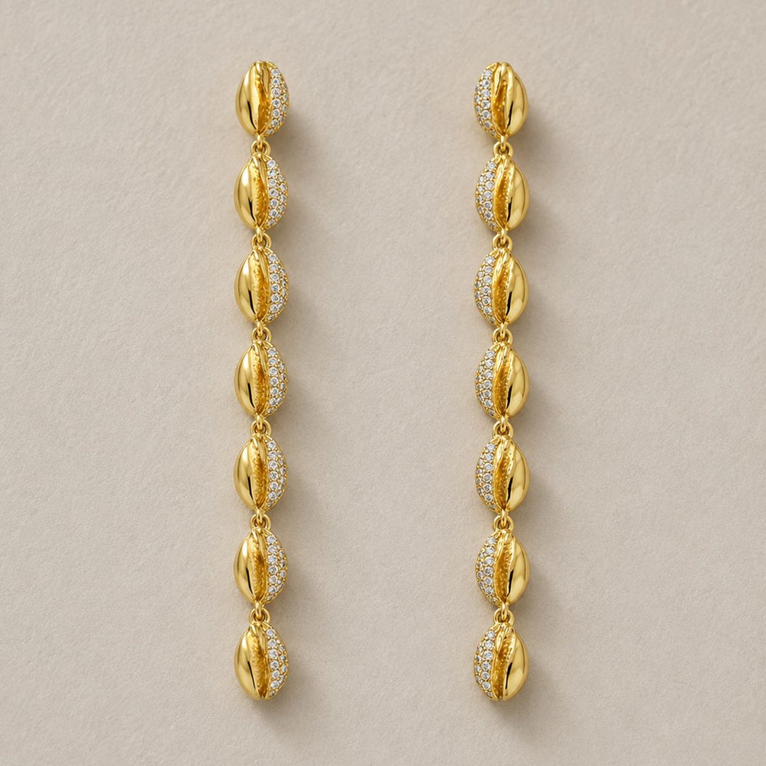 Le Cauri Endiamanté 18k Half Pave Drop Earrings earrings Le Cauri Endiamanté 