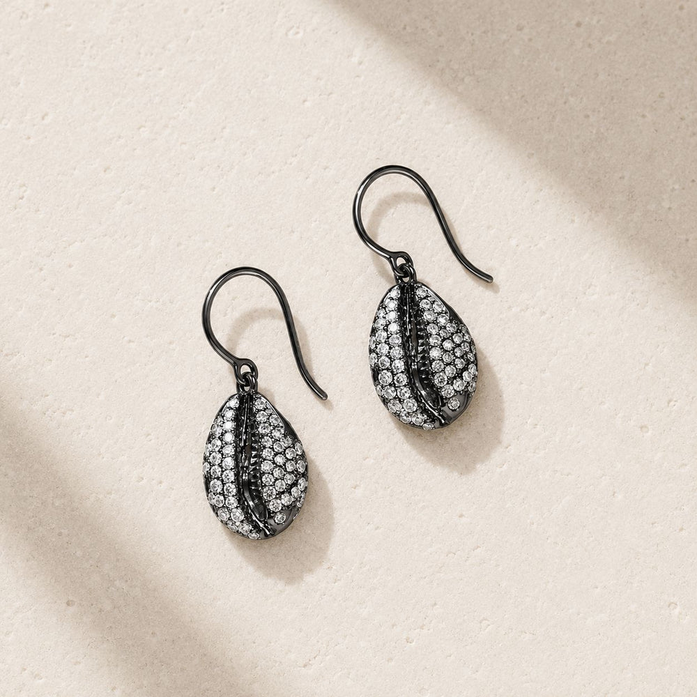 Le Cauri Endiamanté Full Pavé Black and White Gold Diamond Drop Earrings earrings Le Cauri Endiamanté 