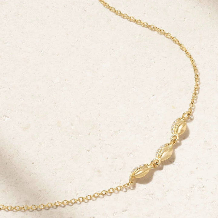 Le Cauri Endiamanté Petite Triple Shell Necklace Necklace Le Cauri Endiamanté 