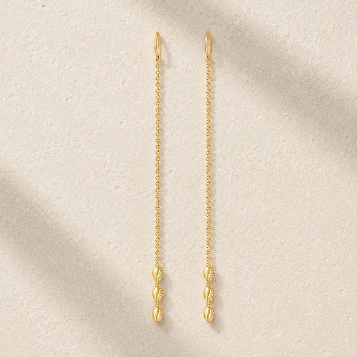 Le Cauri Endiamanté Petite Triple Shell Shoulder Duster Earrings earrings Le Cauri Endiamanté 