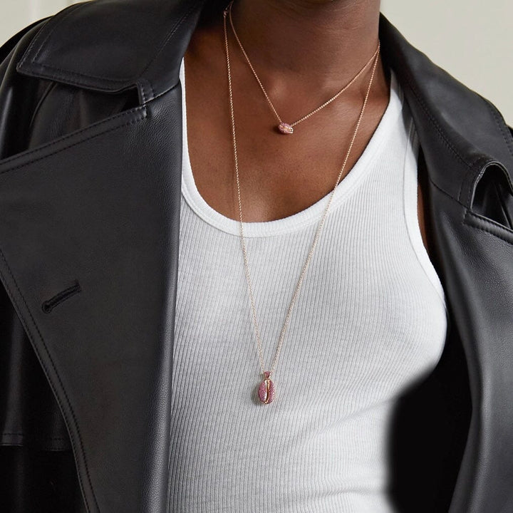 Le Cauri Endiamanté Pink Sapphire Arc en Ciel Necklace Necklace Le Cauri Endiamanté 