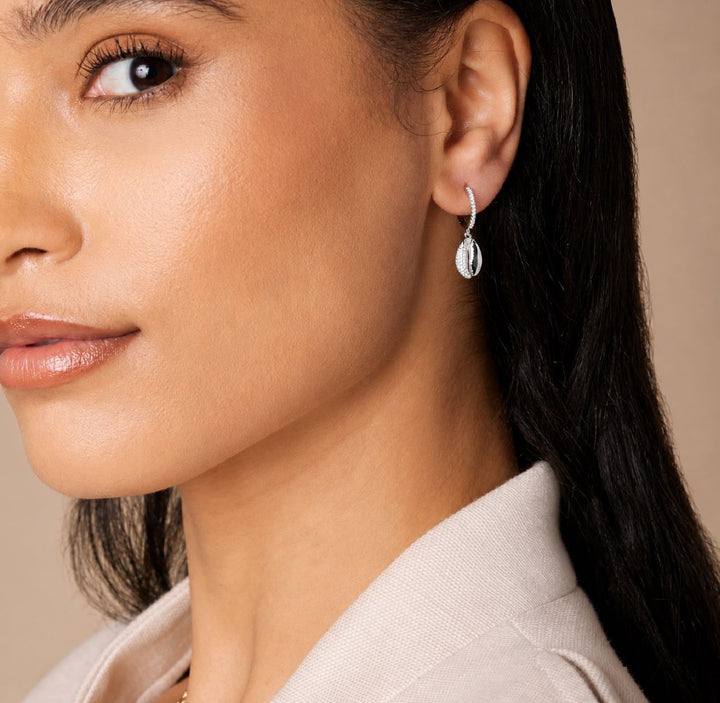 Le Cauri Endiamanté White Gold Demi Pavé Huggies Earrings earrings Le Cauri Endiamanté 