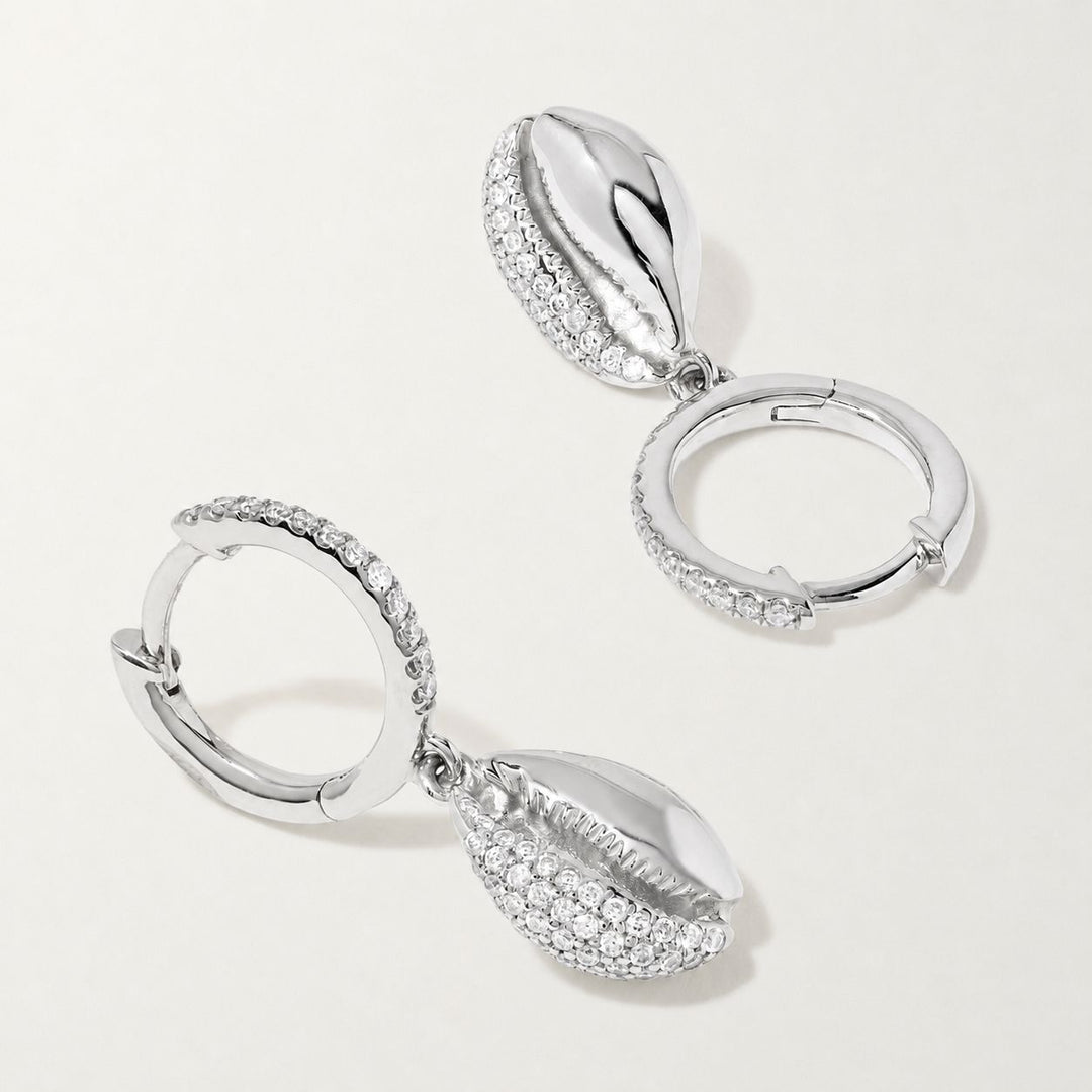 Le Cauri Endiamanté White Gold Demi Pavé Huggies Earrings earrings Le Cauri Endiamanté 