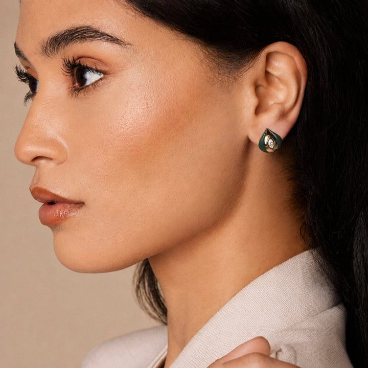 Terra Nova Green Enamel and Diamond Earrings earrings Terra Nova 