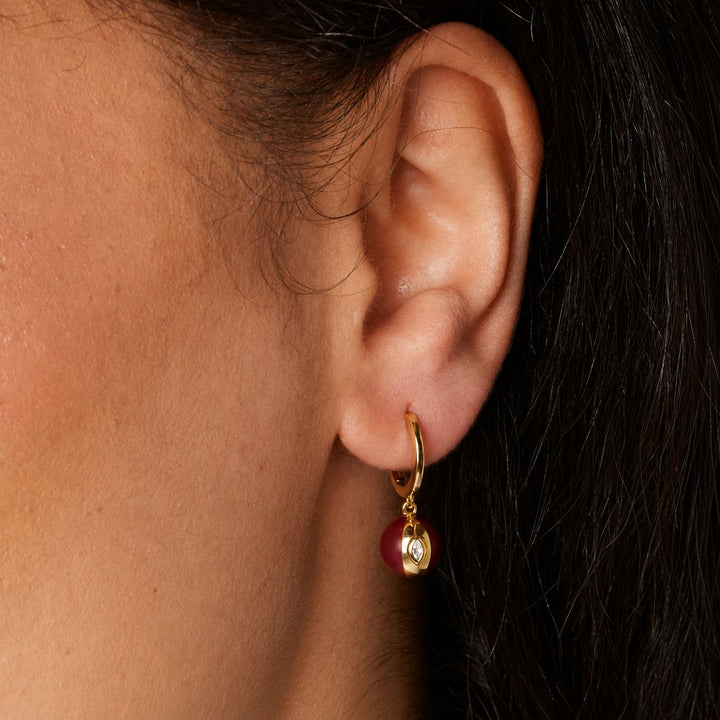 Terra Nova Red Enamel and Diamond Huggie Earrings earrings Terra Nova 