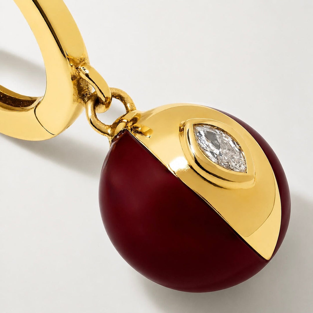 Terra Nova Red Enamel and Diamond Huggie Earrings earrings Terra Nova 