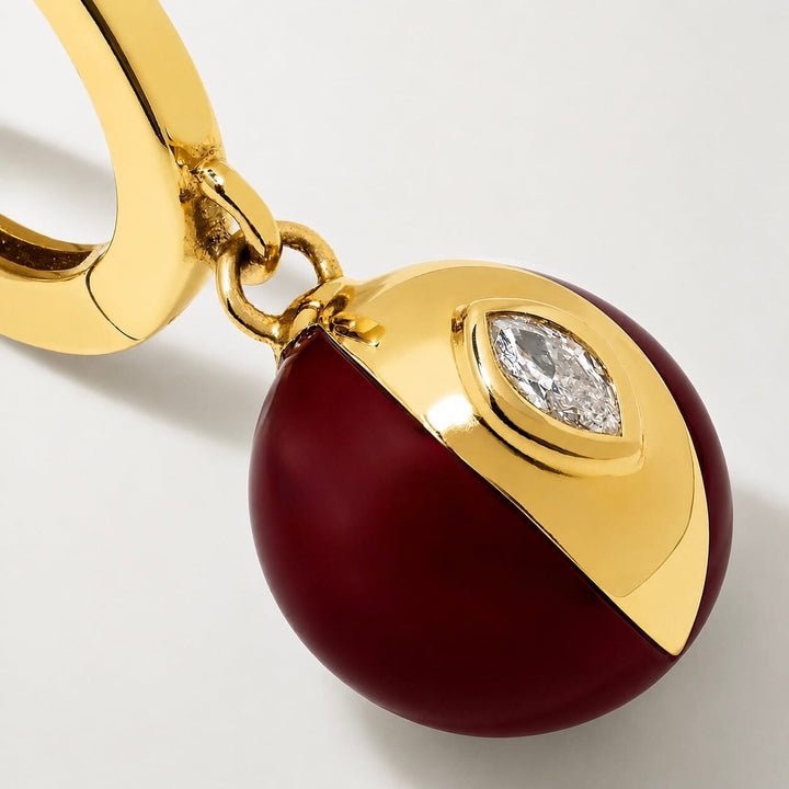 Terra Nova Red Enamel and Diamond Huggie Earrings earrings Terra Nova 
