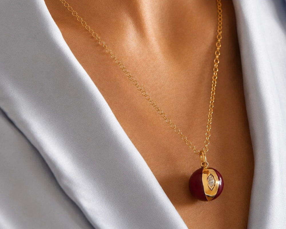 Terra Nova Red Enamel and Diamond Necklace Necklace Terra Nova 