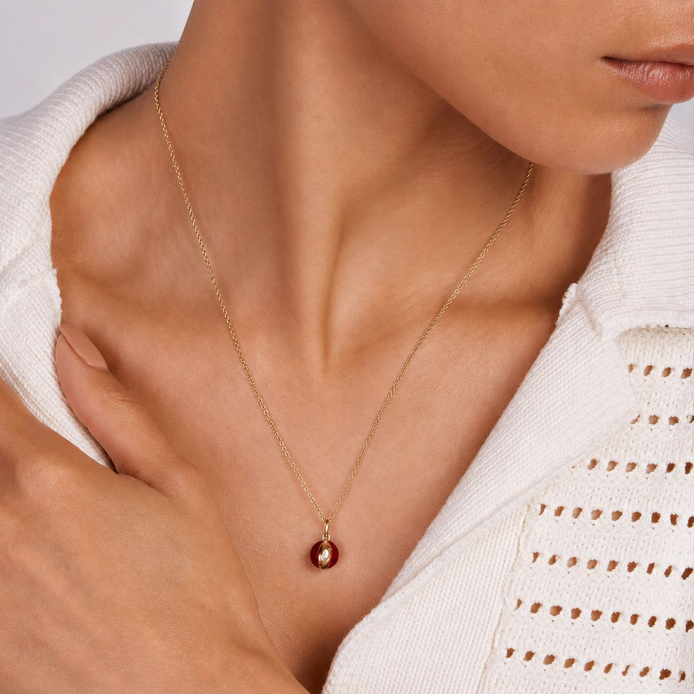 Terra Nova Red Enamel and Diamond Petite Necklace Necklace Terra Nova 