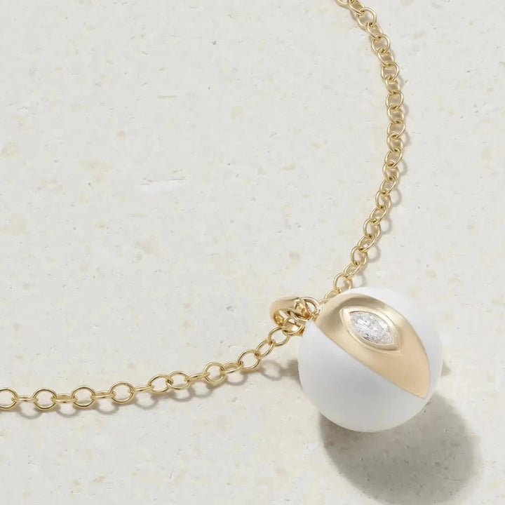 Terra Nova White Enamel and Diamond Necklace Necklace Terra Nova 