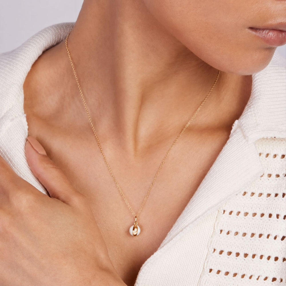 Terra Nova White Enamel and Diamond Petite Necklace Necklace Terra Nova 