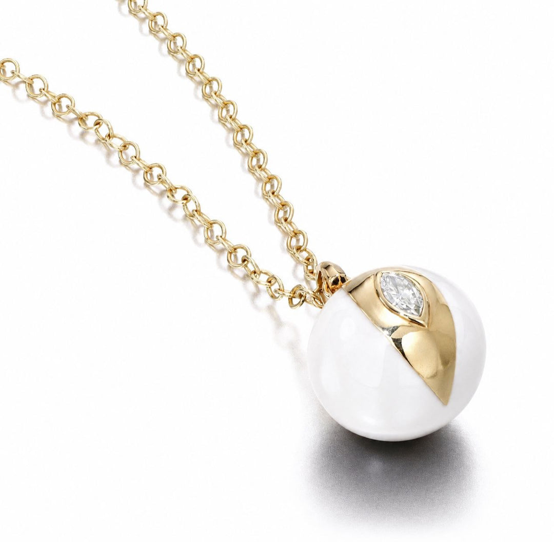 Terra Nova White Enamel and Diamond Petite Necklace Necklace Terra Nova 