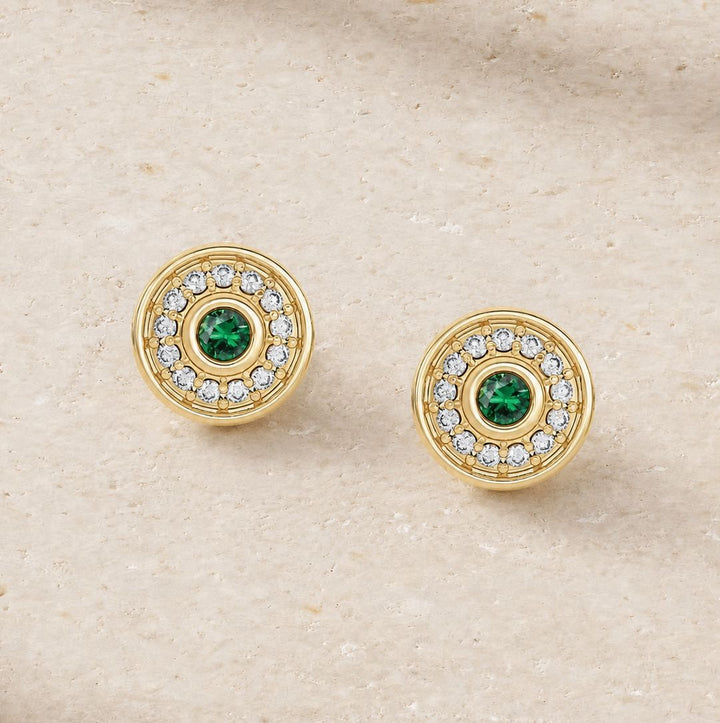Universum Pavé Diamond and Emerald Stud Earrings earrings Universum 