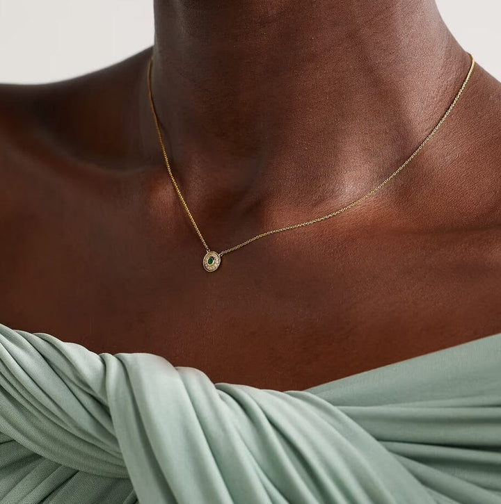 Universum Petite Pave Pavé Diamond and Emerald Necklace Necklace Universum 