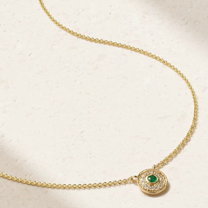 Universum Petite Pave Pavé Diamond and Emerald Necklace Necklace Universum 