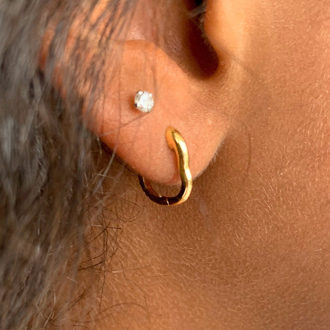 BERCEAU 18K Gold Huggies - Rose earrings ALMASIKA 