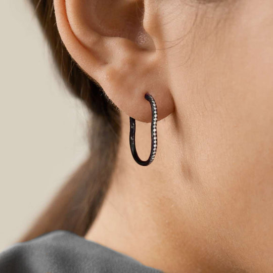 BERCEAU Diamond Hoop Earrings - Black earrings ALMASIKA 
