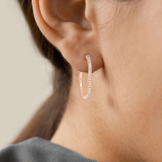 BERCEAU Diamond Hoop Earrings - Rose earrings ALMASIKA 