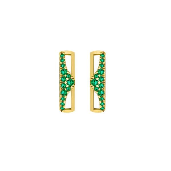 Berceau Pavé Emerald Bar Earrings