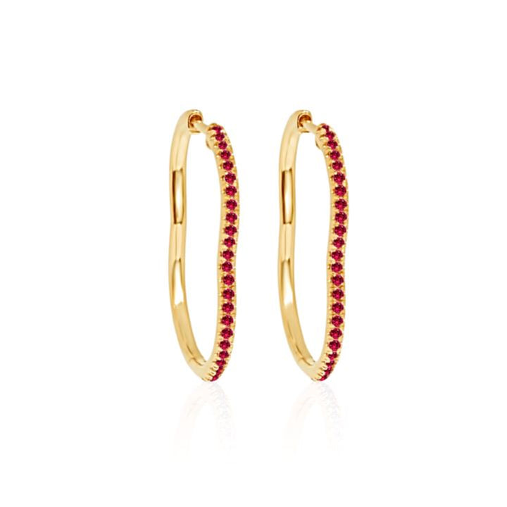 BERCEAU Gemstone Hoop Earrings - Ruby earrings ALMASIKA 