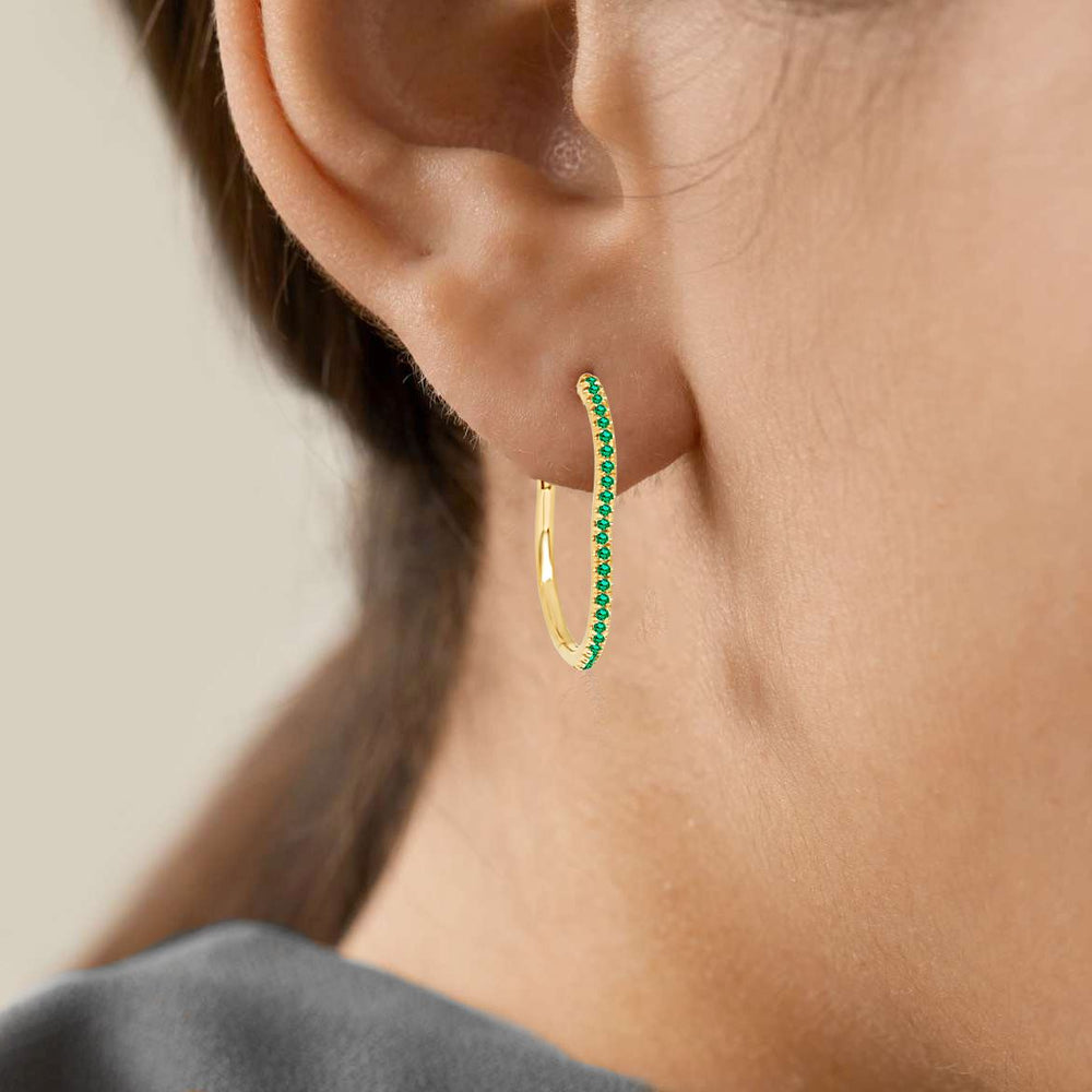 BERCEAU Gemstone Hoop Earrings - Tsavorite earrings ALMASIKA 
