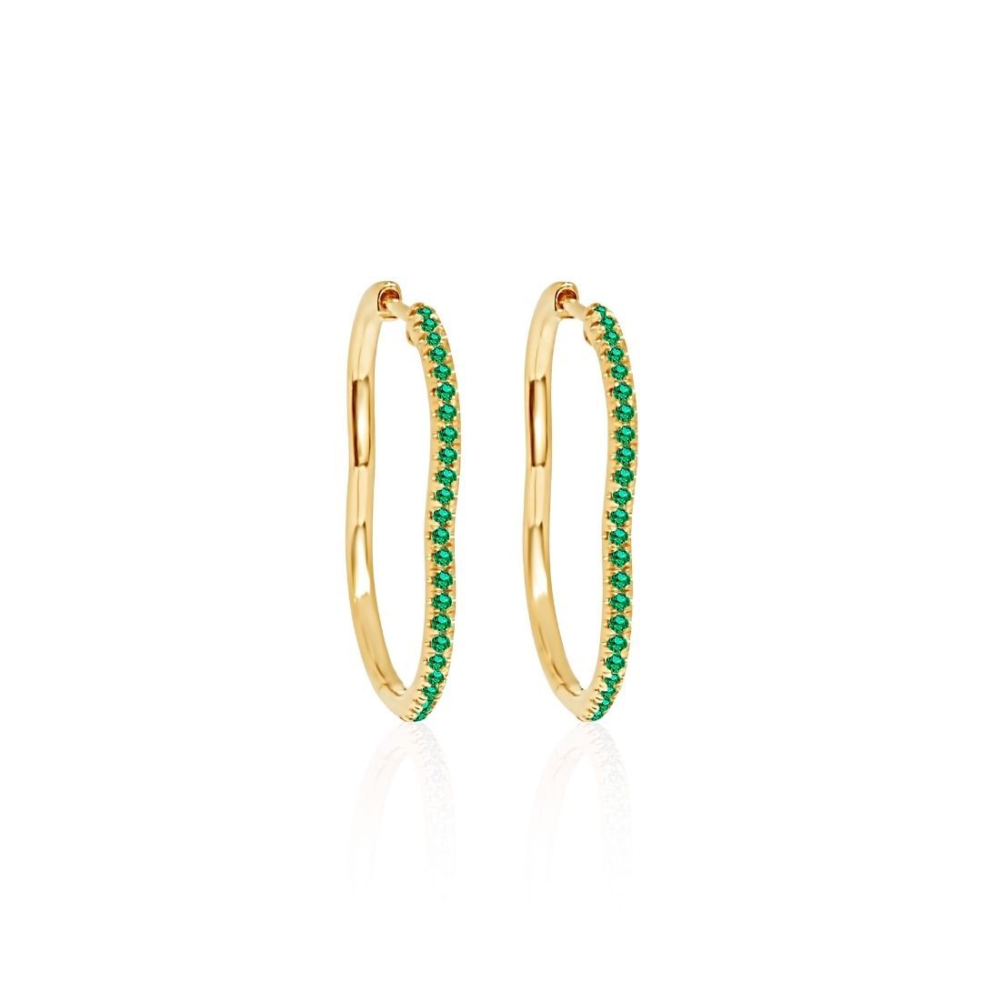 BERCEAU Gemstone Hoop Earrings - Tsavorite earrings ALMASIKA 